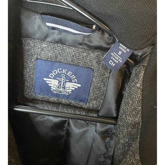 Docker's Men's Small Black Full Zip Up Bomber Jacket 100% Polyester Used - Picture 2 of 4